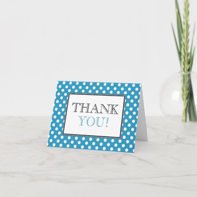 Tarjeta de agradecimiento azul con lunares blancos (Anverso)