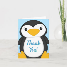Tarjeta De Agradecimiento Azul de Baby Shower pingüino