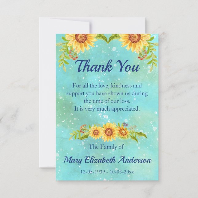 Tarjeta De Agradecimiento Azul de berlín floral acuarela (Anverso)