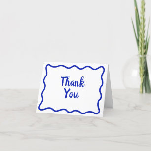 Tarjeta De Agradecimiento Azul de borde ondulado mínimo caprichoso