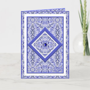 Tarjeta De Agradecimiento Azul de encaje cerámico de Grecia