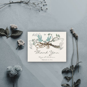 Tarjeta De Agradecimiento Azul de Huevo de Robin Amor Vintage Aves de Amor G