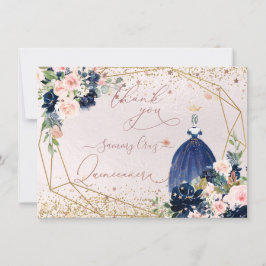 Tarjeta de agradecimiento azul de la Marina Quince