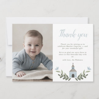 Tarjeta de agradecimiento azul de la pequeña capil