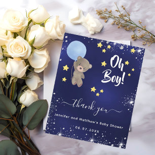 Tarjeta de agradecimiento azul de oso de peluche p