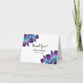 Tarjeta De Agradecimiento Azul Dendrobium Orquídea Boda Foto Gracias
