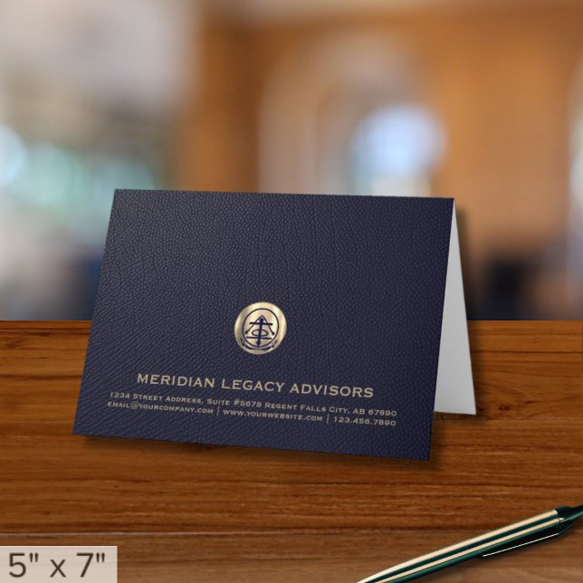 Tarjeta de agradecimiento azul dorado con logotipo (Subido por el creador)