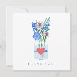 Tarjeta De Agradecimiento Azul Floral Rústico Gracias