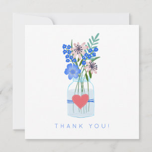 Tarjeta De Agradecimiento Azul Floral Rústico Gracias