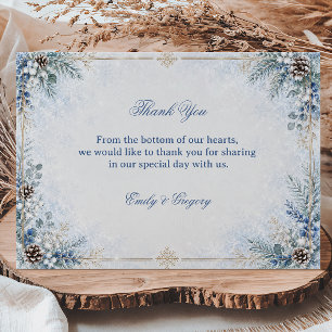Tarjeta De Agradecimiento Azul Hielo Verde Botánico de Invierno