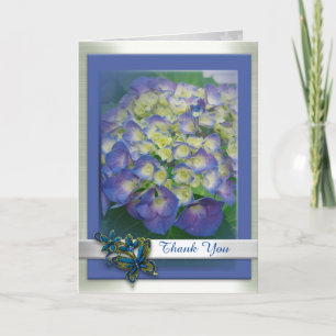 Tarjeta de agradecimiento azul Hydrangea