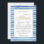 TARJETA DE AGRADECIMIENTO AZUL INDIGO HUELLAS DE COLOR DE AGUA BAT BAR MITZV<br><div class="desc">Si necesitas más personalización,  por favor,  no dudes en enviarme un mensaje a yellowfebstudio@gmail.com.</div>