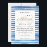 TARJETA DE AGRADECIMIENTO AZUL INDIGO HUELLAS DE COLOR DE AGUA BAT BAR MITZV<br><div class="desc">Si necesitas más personalización,  por favor,  no dudes en enviarme un mensaje a yellowfebstudio@gmail.com.</div>