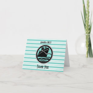 Tarjeta De Agradecimiento Azul Lt Náutico Blanco Raya Negro Barco Gracias