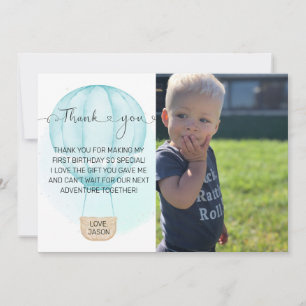 Tarjeta De Agradecimiento Azul Maravillosa foto de primer cumpleaños