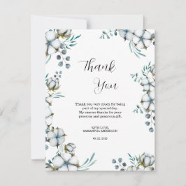 Tarjeta De Agradecimiento Azul marino Algodón flores eucalipto Despedida de 