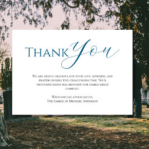 Tarjeta De Agradecimiento Azul marino de moda Funeral Tradicional por Duelo
