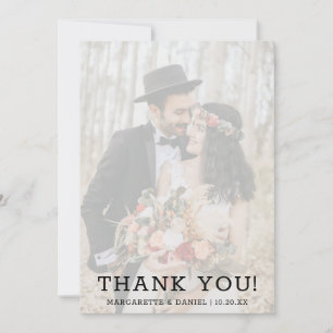 Tarjeta De Agradecimiento Azul Marino Falso Vellum Texto Foto Boda Agradecim