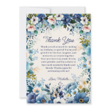 Azul Marino Floral Blanco Cumpleaños Gracias