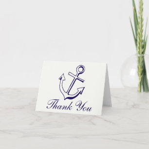 Tarjeta De Agradecimiento Azul Marino Náutico Gracias Ancla del Barco Marine