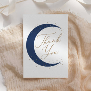 Tarjeta De Agradecimiento Azul marino sobre el Baby Shower de Moon Boy