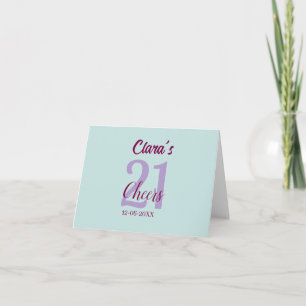 Tarjeta De Agradecimiento azul mauve salud 21 cumpleaños añadir nombre fecha