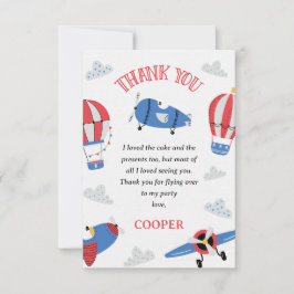 Tarjeta De Agradecimiento Azul moderno Cómo el tiempo vuela el primer cumple