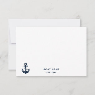 Tarjeta De Agradecimiento Azul Náutico Marino Nombre de Barco Personalizado