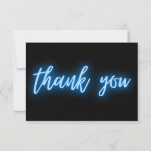 Tarjeta De Agradecimiento Azul Neon Gracias Moderno