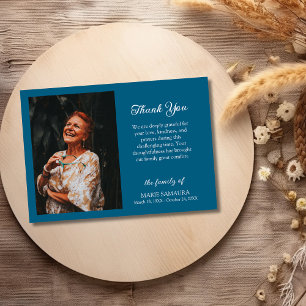 Tarjeta De Agradecimiento Azul Océano Romántico Personalizar Foto Funeral Gr