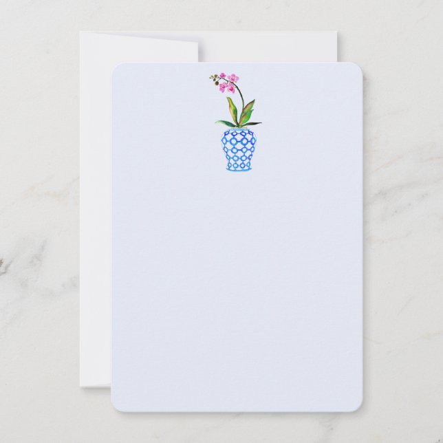 Tarjeta de agradecimiento azul orquídea y chinoise (Anverso)