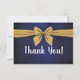 Tarjeta De Agradecimiento Azul oscuro con arco de oro