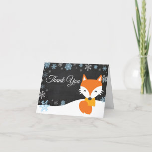 Tarjeta de agradecimiento azul para Snowflake Fox 