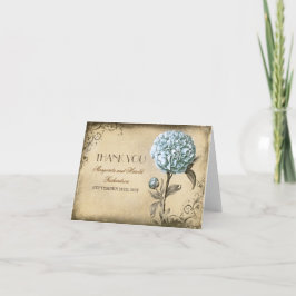Tarjeta De Agradecimiento azul peony blossom vintage boda gracias a las cart