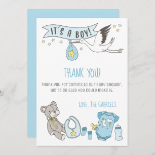 Tarjeta De Agradecimiento Azul personalizable Es un Baby Shower Bo