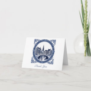 Tarjeta De Agradecimiento Azul personalizado Delft Amsterdam