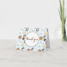 Tarjeta de agradecimiento azul plegable de fiesta