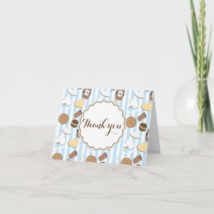 Tarjeta de agradecimiento azul plegable de fiesta