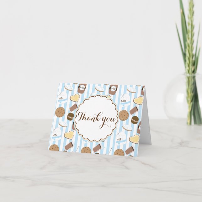 Tarjeta de agradecimiento azul plegable de fiesta  (Anverso)