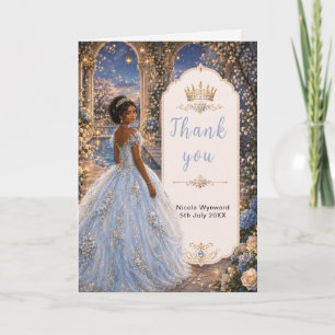 Tarjeta De Agradecimiento Azul Polvo Dulce 16 Princesa Jardín