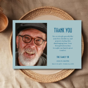 Tarjeta De Agradecimiento Azul Polvoriento Clásico Funeral de Foto Personali