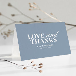 Tarjeta De Agradecimiento Azul Polvoriento | Clásico y Lujoso Matrimonio