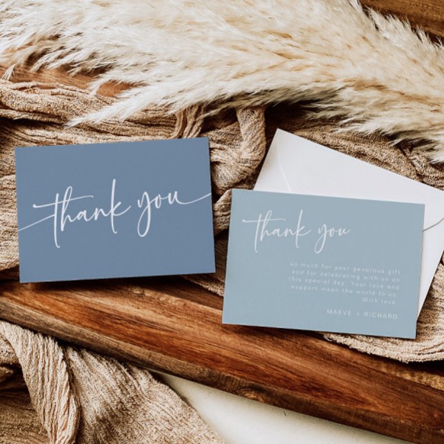 Tarjeta de agradecimiento azul polvoriento diseño  (Subido por el creador)