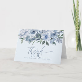 Tarjeta De Agradecimiento Azul Polvoriento Floral