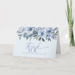 Tarjeta De Agradecimiento Azul Polvoriento Floral