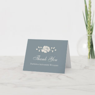 Tarjeta De Agradecimiento Azul Polvoriento Floral Vintage