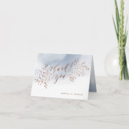 Tarjeta De Agradecimiento Azul polvoriento rústico floral caligrafía gracias