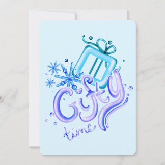 Tarjeta de agradecimiento azul púrpura de invierno