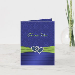 Tarjeta de agradecimiento azul real con pliegues y