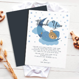 Tarjeta De Agradecimiento Azul Sobre La Luna El Oso Durmiente Gracias Tarjet